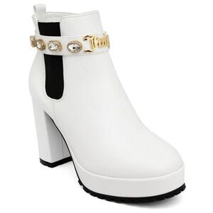 Juicy Couture White Ankle Boots with Gold Details